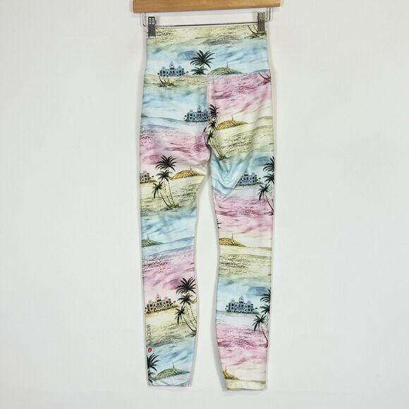 Wildfox Pastel Stripe Tropical Desert Print Athletic Leggings Pants Womens Small - Picture 4 of 6